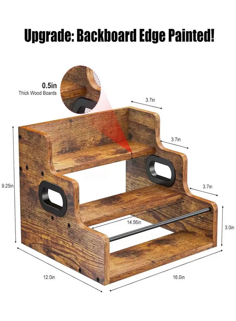 نايزان رف تخزين شراب القهوة وحدة تخزين القهوة حامل عرض حاوية تخزين ثلاث طبقات رفوف منضدة وحدة تخزين ميني بار رف تخزين حامل عرض منزلي عتيق - Image 2