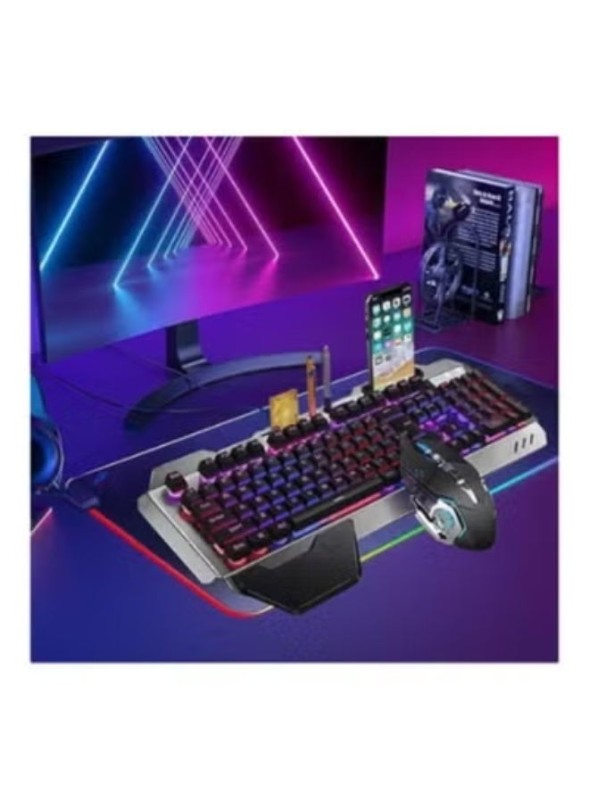 Wired Gaming Keyboard and Mouse Combo – RGB Backlit Mechanical Feel Keyboard with Hand Rest & Phone Holder, 3200 DPI Mouse, and Large RGB Mouse Pad for PC and Office - Image 2