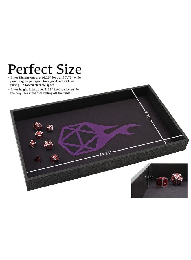فورجد دايس كو. صينية نرد مقاس 14 بوصة - حصيرة نرد قابلة للإزالة من النيوبرين مزدوجة الجوانب - لأي لعبة نرد أو لعبة لوحية، ألعاب تقمص الأدوار على الطاولة مثل لعبة لعب الأدوار D&D Pathfinder صينية سوداء مع حصيرة أيقونة D20 أرجوانية - Image 3