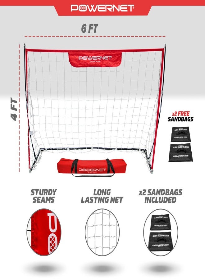 PowerNet Portable Soccer Goal, Collapsible Net with Fiberglass Poles, Pop Up Soccer Training Equipment, 1 Goal & Zipper Storage Bag (6 x 4 FT) - Image 3
