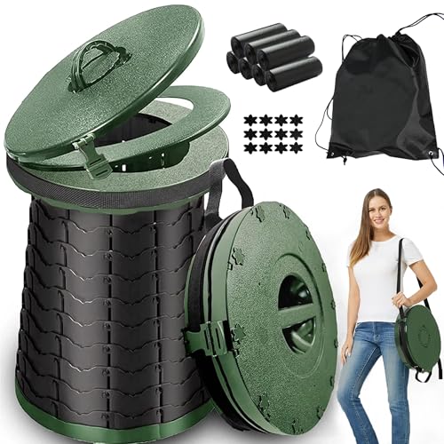 ALEVMOOM XXL Portable Toilet for Camping,880lbs Capacity,19.7"H Adjustable Portable Toilet with 7 Garbage Bags,Porta Potty for Adults,Collapsible Luggable Loo for Camping/Travel/Car/Hiking - Image 1