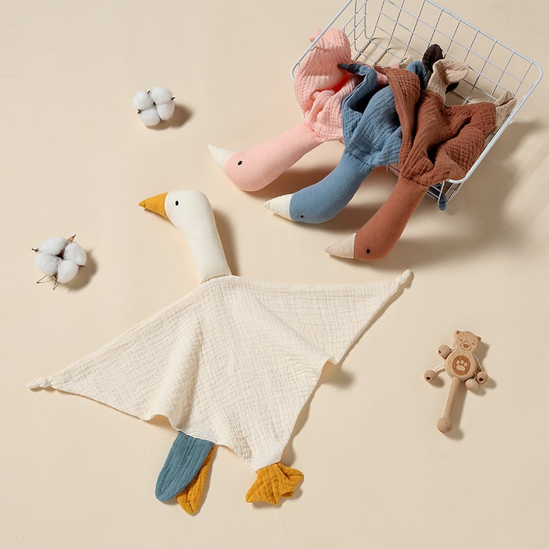 Comforting Towel Baby Pure Cotton Newborn Cute 0-1 Year Old Sleeping Baby Soothing Toy Little Swan Puppet Hand Puppet Toy - Image 4