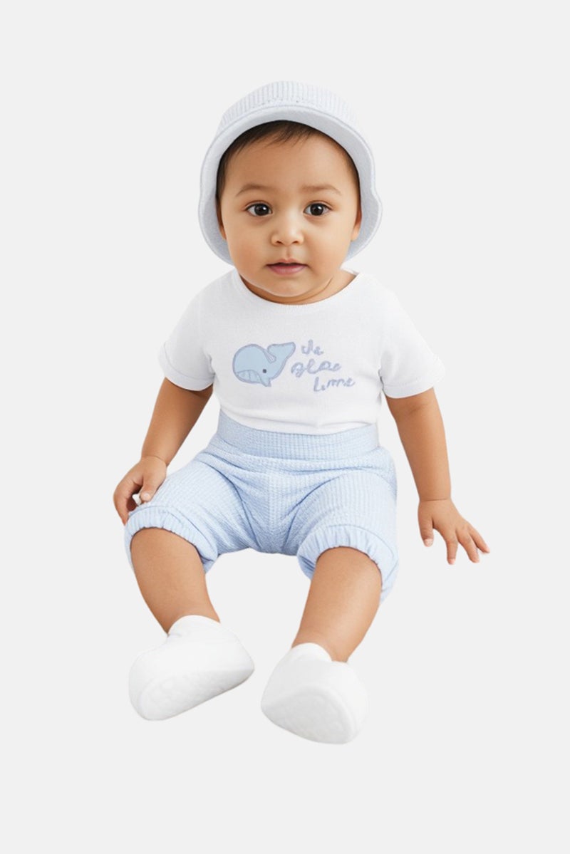 Rock-A-Bye Baby Boutique Toddlers Girl 2 Pieces Textured Romper And Bucket Hat Set, Multicolor  - Image 1