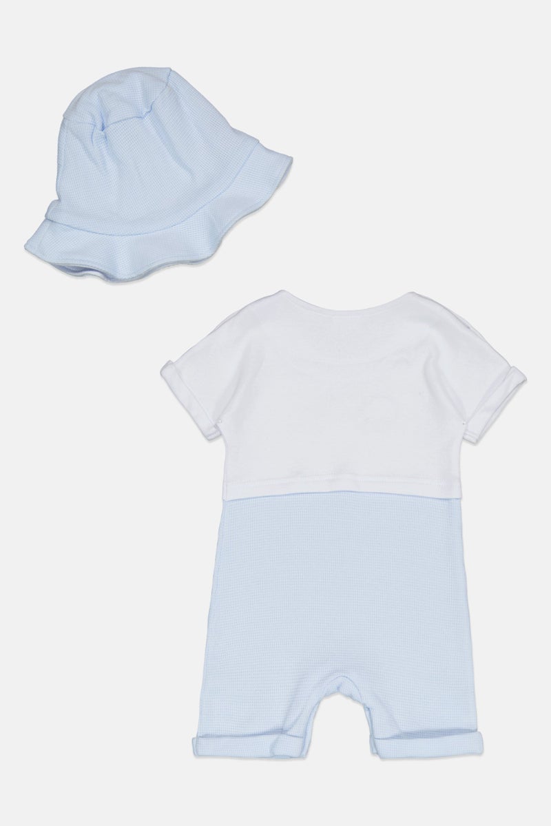 Rock-A-Bye Baby Boutique Toddlers Girl 2 Pieces Textured Romper And Bucket Hat Set, Multicolor  - Image 3