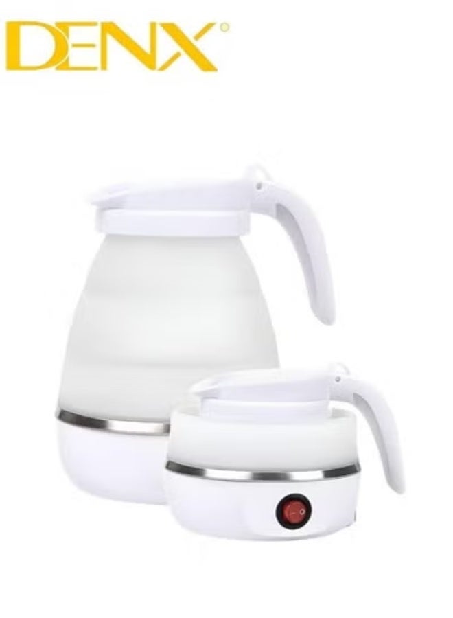دينكس Foldable Electric Travel Kettle – Compact Collapsible Silicone Water Boiler with Fast 600W Heating | Food-Grade, BPA-Free, Lightweight & Durable | Portable Kettle with Detachable Power Cord | Ideal for Travel, Camping, Office, Hotel & Home Use – White - Image 3