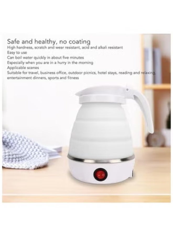 دينكس Foldable Electric Travel Kettle – Compact Collapsible Silicone Water Boiler with Fast 600W Heating | Food-Grade, BPA-Free, Lightweight & Durable | Portable Kettle with Detachable Power Cord | Ideal for Travel, Camping, Office, Hotel & Home Use – White - Image 2