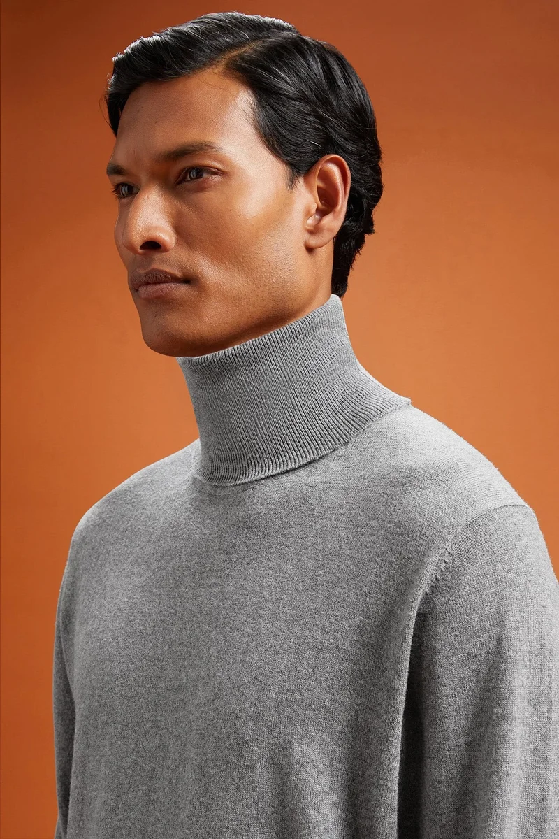Doppelganger Grey Men's turtleneck jumper - MD Grey for Men | Best Price UAE
