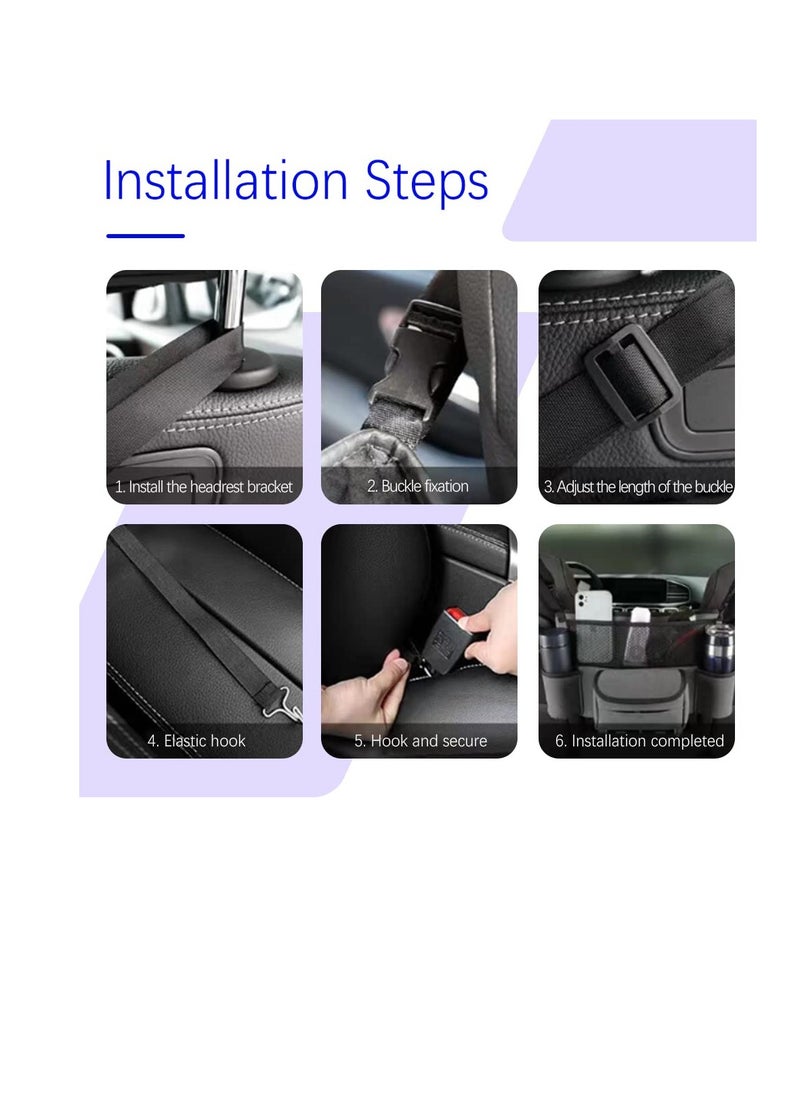 Excefore Backseat Car Organizer, Car Organizer Storage Between Seats, Car Large Capacity Storage Bag, Car Pocket Handbag Holder for Car Between Seats with Multi-Pocket, Car Net Pocket Purse Holder for Cars  - Image 4