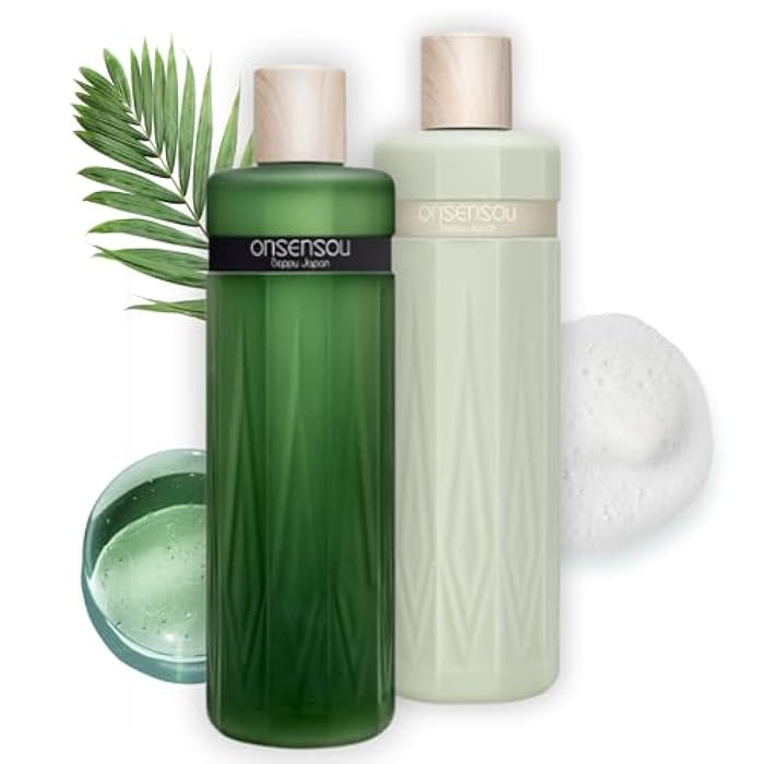 ONSENSOU Clarifying Shampoo and Conditioner Set for Oily Scalp & Damaged Hair Women & Men, Sulfate Free Shampoo & Deep Conditioner with Green Algae & Hot Spring Yeast Extract From Japan, ROUTINE CARE - Image 1