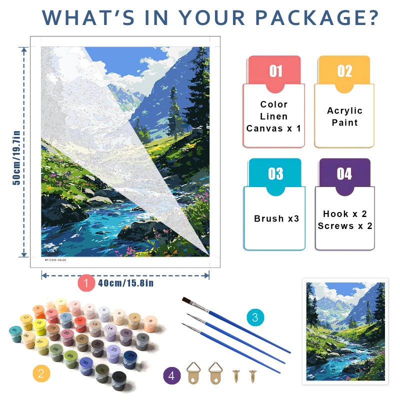 HITO Mountain Paint by Number for Adults-Landscape Paint by Numbers for Adults Beginner, Mountains Paint by Numbers for Gift Home Wall Decor (Mountain, 16x20 inch) - Image 2