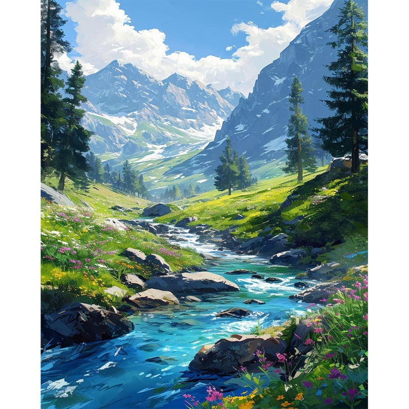 HITO Mountain Paint by Number for Adults-Landscape Paint by Numbers for Adults Beginner, Mountains Paint by Numbers for Gift Home Wall Decor (Mountain, 16x20 inch) - Image 1