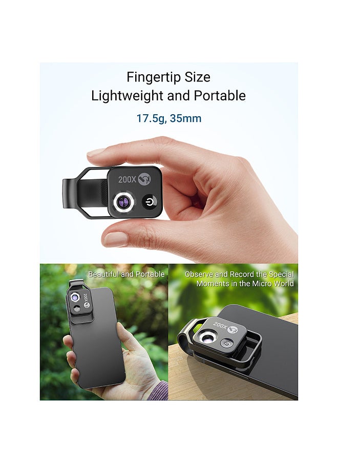 APEXEL MS002 200X Professional Phone Microscope Lens with Universal Phone Clip for Plant Insect Hair Skin Observation Jewelry Jade Appraisal Electronics Industry Testing  - Image 5
