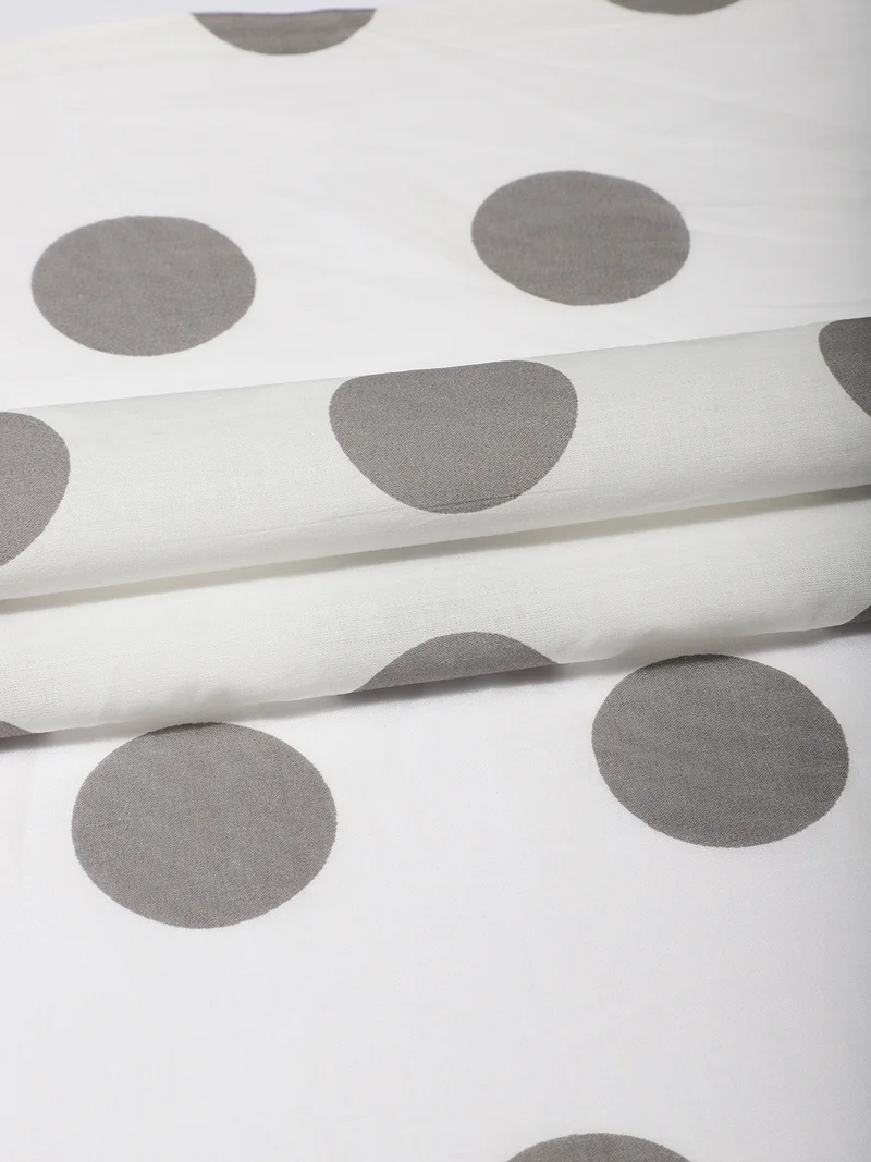 AKS Grey Polka Dot Cotton Fabric, One Meter