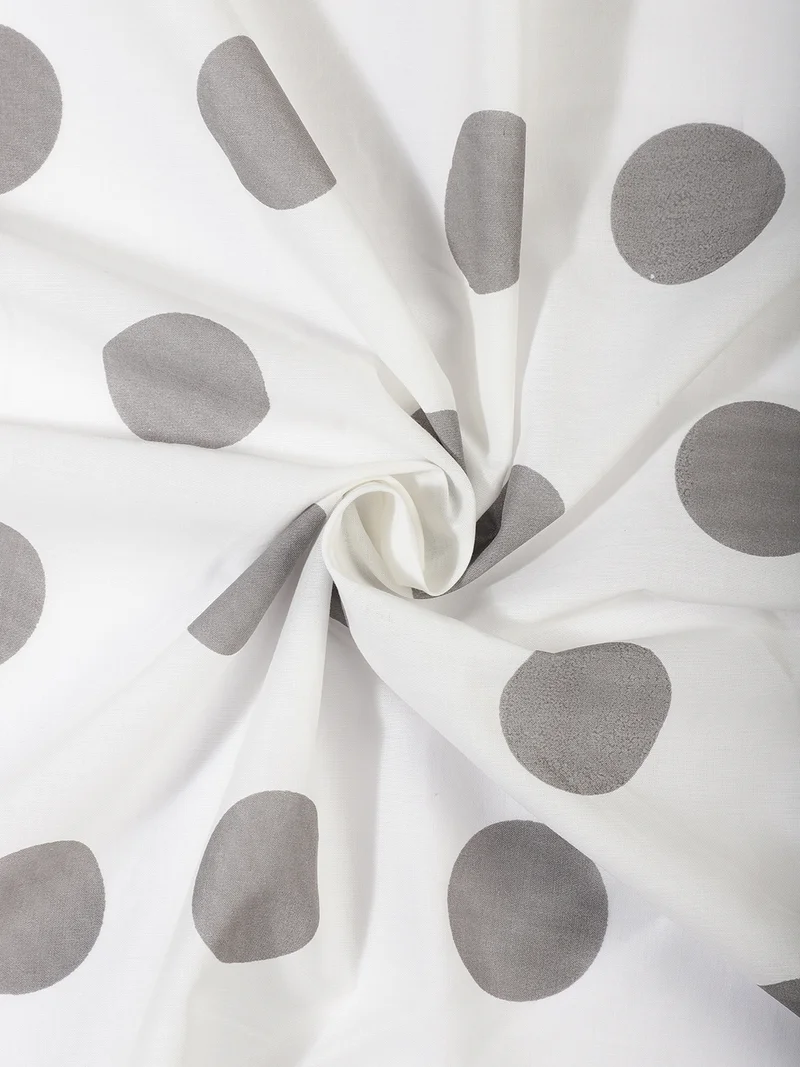 AKS Grey Polka Dot Cotton Fabric, One Meter
