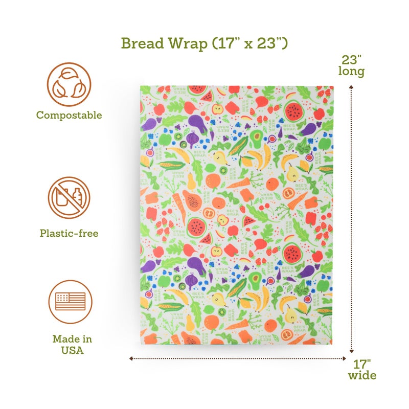 Bee's Wrap Beeswax Wraps for Bread - Beeswax Bread Wrap for Sourdough & Bread Storage - Plastic Free Made in USA Reusable Natural Food Wrap - Garden Party - Image 4