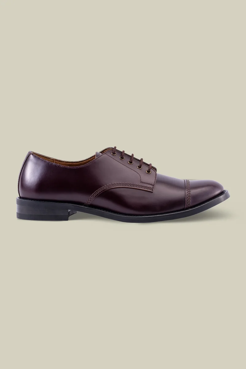 دوبل غانغر Derby shoe in 100% genuine leather - Bordeaux