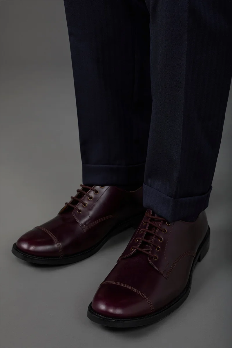 Doppelganger Derby shoe in 100% genuine leather - Bordeaux