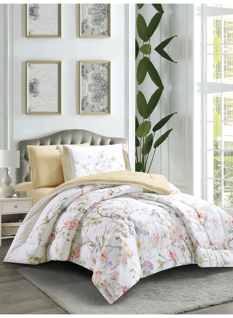دوناتيلا طقم مفرش سرير 4 قطع مقاس مفرد ونص يناسب سرير 120×200 , تصميم مشجر انيق , مايكروفايبر فائق النعومة , يناسب جميع الفصول
