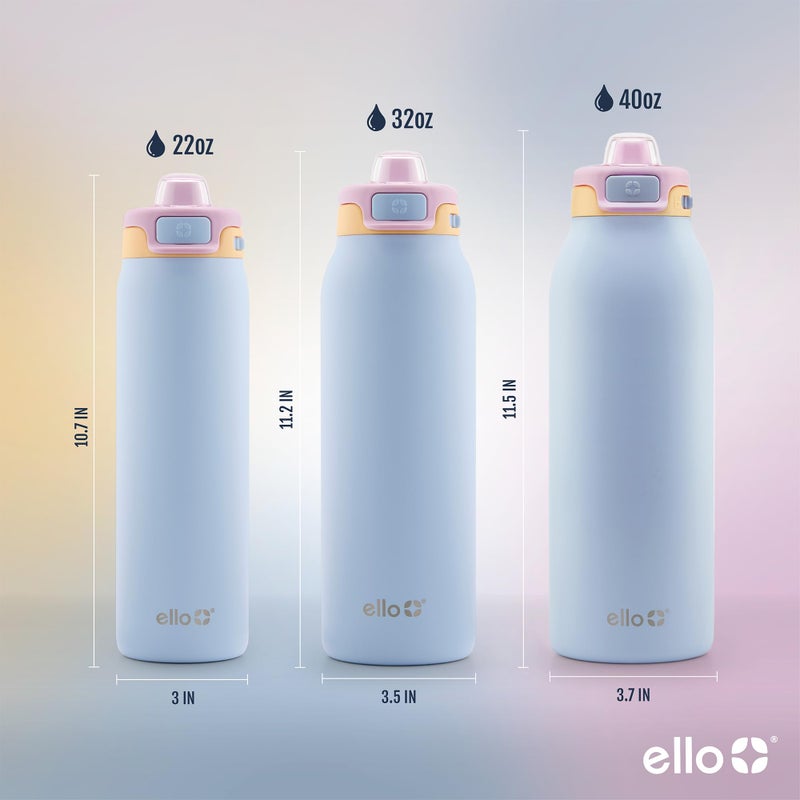 Ello Pop & Fill 32oz Stainless Steel Water Bottle with Quick Fill Technology, Double Walled and Vacuum Insulated Metal, Leak Proof Locking Lid, Sip and Chug, Reusable, BPA Free, Coastal Sunrise - Image 5
