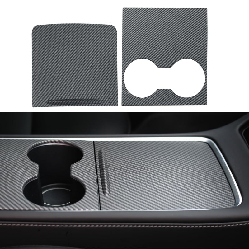 Tesheer for Tesla Center Console Wrap Kit for Tesla Model 3 Model Y 2021 2022 2023 Center Console Cover Glossy Carbon Fiber Texture Console Trim Interior Car Wrap Decoration
