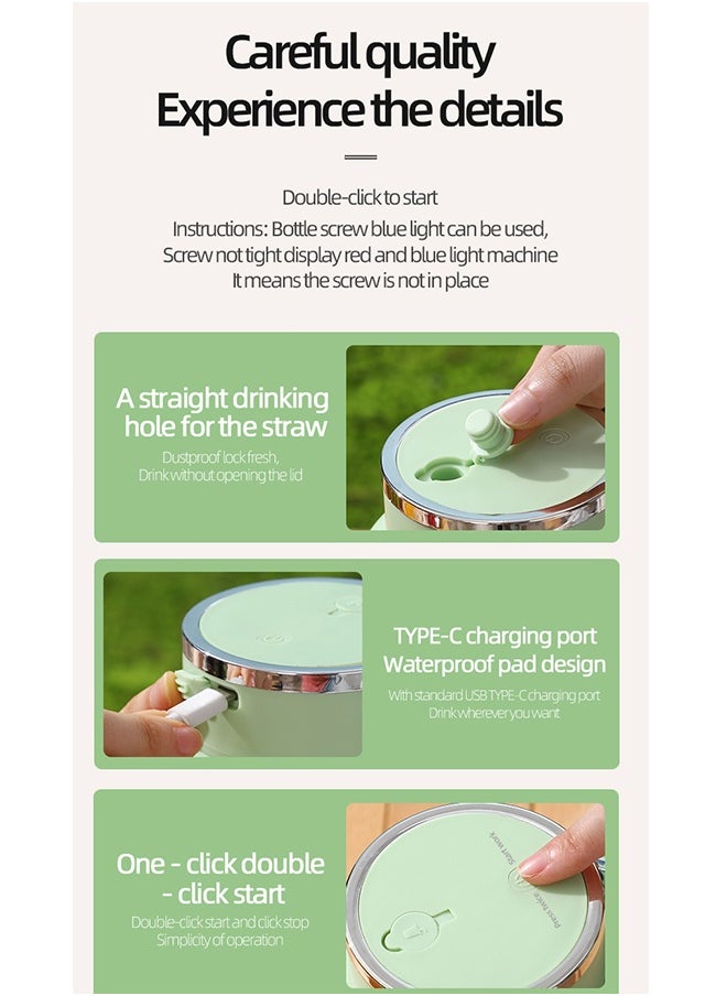 Electric Fruit Juicer,Juicer Machines,powerful Crushed Ice Wireless Mini Protable Blender Bottle Juice With Straw Household Use Charging 14 Blade Juice Cup(k3 green)