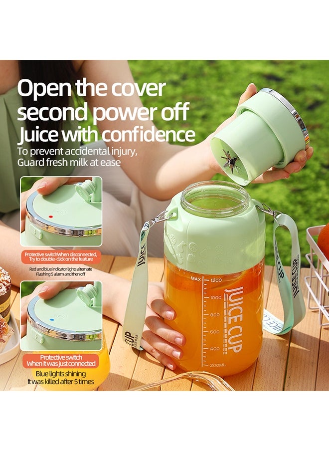 Electric Fruit Juicer,Juicer Machines,powerful Crushed Ice Wireless Mini Protable Blender Bottle Juice With Straw Household Use Charging 14 Blade Juice Cup(k3 green)