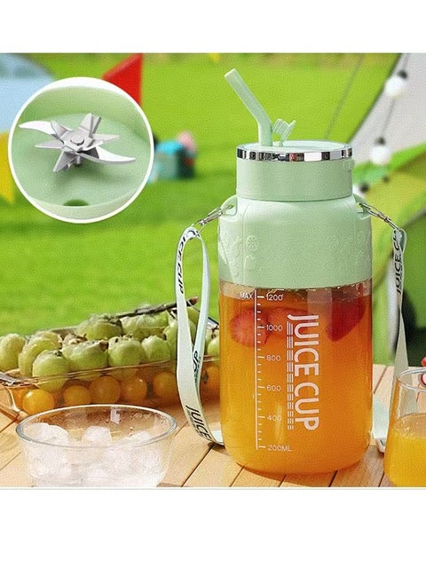 Electric Fruit Juicer,Juicer Machines,powerful Crushed Ice Wireless Mini Protable Blender Bottle Juice With Straw Household Use Charging 14 Blade Juice Cup(k3 green)