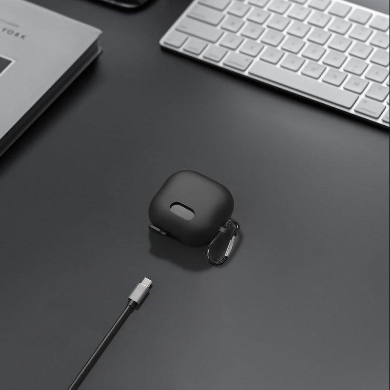 Geekria Silicone Case Cover Compatible with Soundcore by Anker Liberty 4 NC True Wireless Earbuds, Protective Earphones Skin with Keychain Hook, Charging Port Accessible (Black) - Image 5