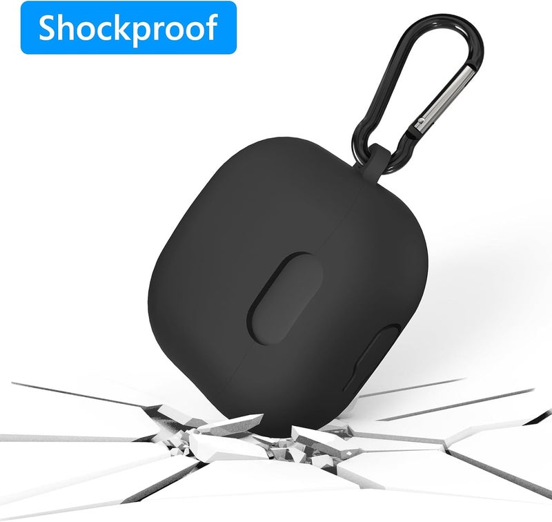 Geekria Silicone Case Cover Compatible with Soundcore by Anker Liberty 4 NC True Wireless Earbuds, Protective Earphones Skin with Keychain Hook, Charging Port Accessible (Black) - Image 3