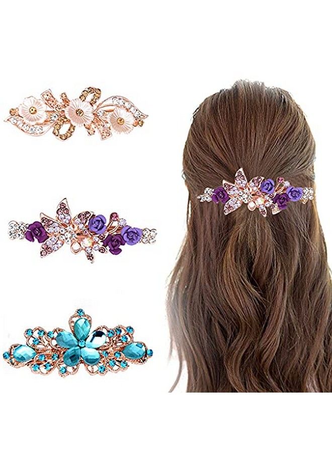 maycreate 3pcs Hair Flare Clips for Women Rhinestone Hair Clips French HairHair Accessories for Women StylishBarrettes Spring Clip Bridal Formal Event Jewelry Accessory for Women and Girl - Image 2