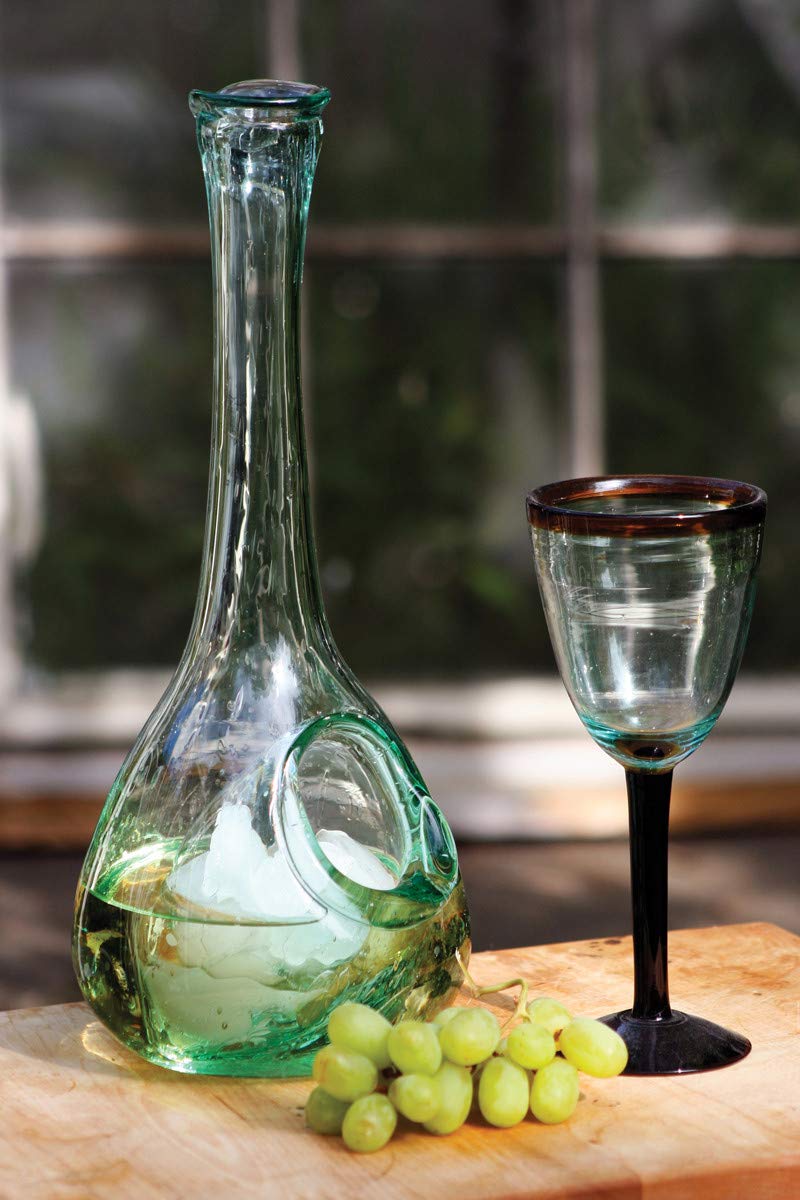 Kalalou KALALOU CRL1230X White Wine Glass Decanter with Ice Pocket One Size Green 