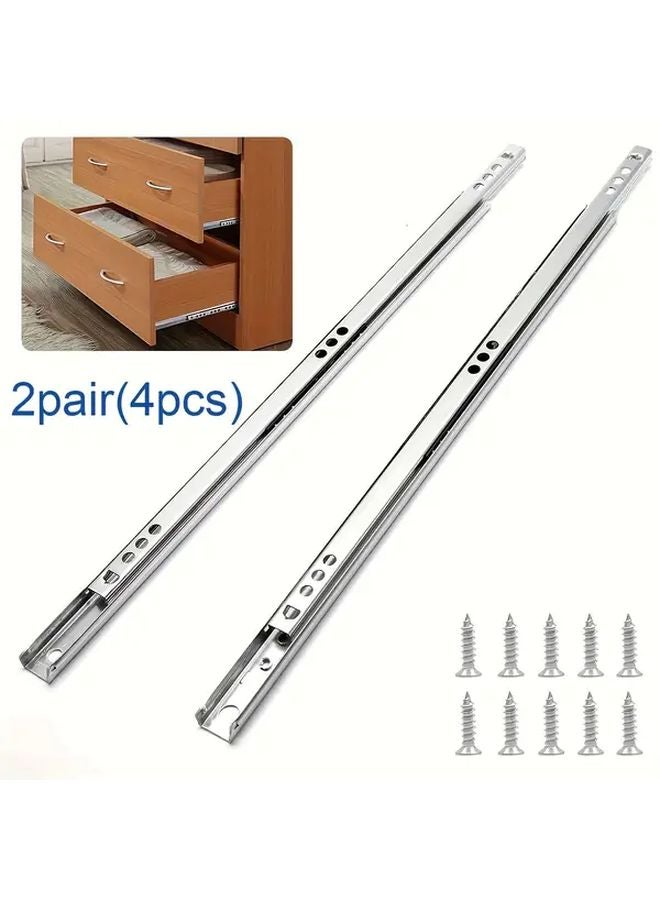 2 Pair 4Pcs 246mm Metal Drawer Slides Ball Bearing Two Way Slide Track Rails - Image 1