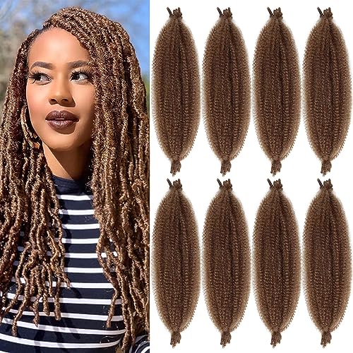 Chicmoi Color 30 Springy Afro Twist Hair 30 Brown Kinky Twist Hair for Braiding 16 Inches Pre Separated Spring Twist Hair Synthetic Kinky Curly Marley Braiding Hair Extensions 16 inch Pack of 8 30 - Image 1