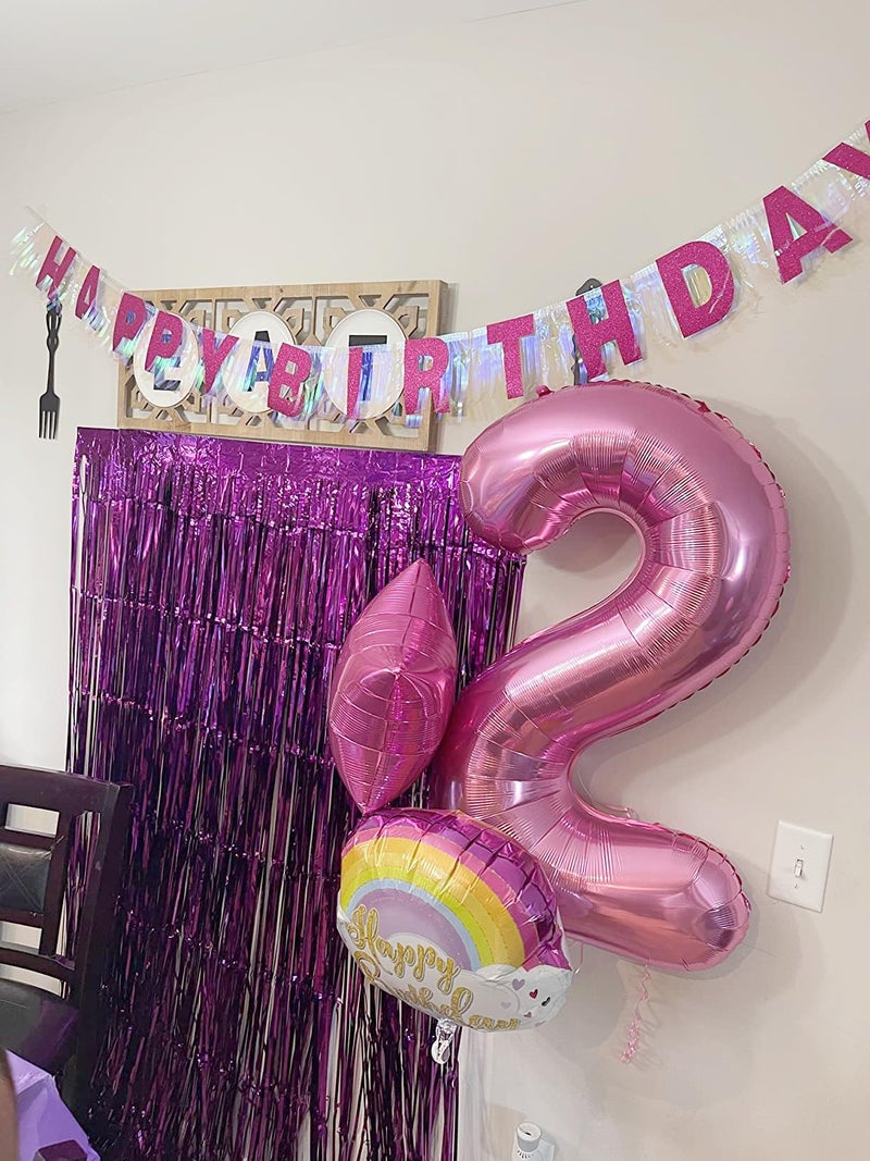 Mluchee Pink 4 Balloon, 4th Birthday Decorations Girl, Number 4 Balloons for 4th 14 Boy, Happy 40th Birthday Party Decorations Women, Number Balloons 40 Inch for Graduations Anniversary - Image 2
