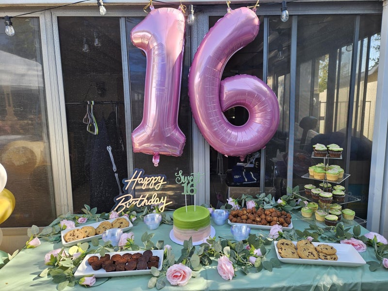 Mluchee Pink 4 Balloon, 4th Birthday Decorations Girl, Number 4 Balloons for 4th 14 Boy, Happy 40th Birthday Party Decorations Women, Number Balloons 40 Inch for Graduations Anniversary - Image 3