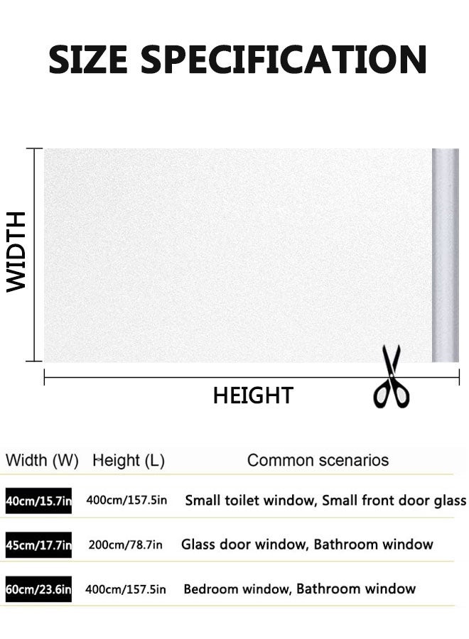 HOOTO Matte glass window privacy film decoration, bathroom window glass cover privacy film, electrostatic film, detachable, reusable, can be cut, UV resistant, anti glare, thermal insulation, 17.72x 78.74 inches（White frosted）45cm×200cm - Image 5