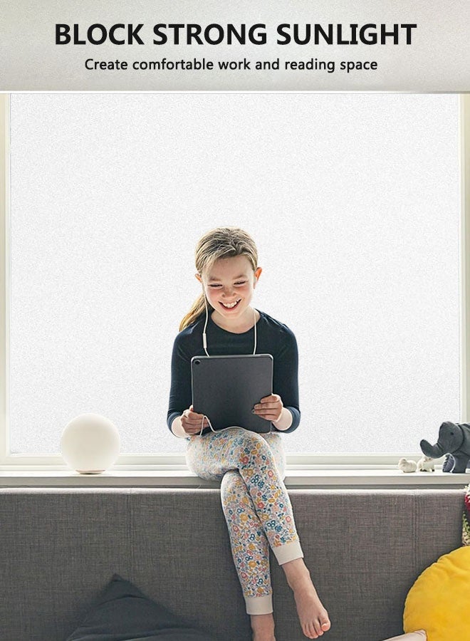 HOOTO Matte glass window privacy film decoration, bathroom window glass cover privacy film, electrostatic film, detachable, reusable, can be cut, UV resistant, anti glare, thermal insulation, 17.72x 78.74 inches（White frosted）45cm×200cm - Image 2