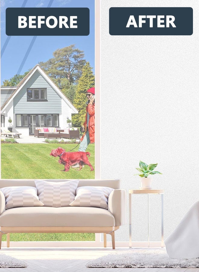 HOOTO Matte glass window privacy film decoration, bathroom window glass cover privacy film, electrostatic film, detachable, reusable, can be cut, UV resistant, anti glare, thermal insulation, 17.72x 78.74 inches（White frosted）45cm×200cm - Image 4