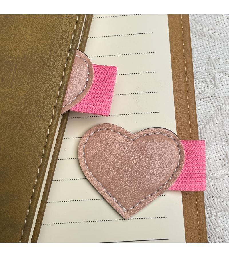 Red Faux Leather Customizable Notebook Pen Case With Bookmark Self Adhesive Desktop Pen Plug Portable Strap - Image 4