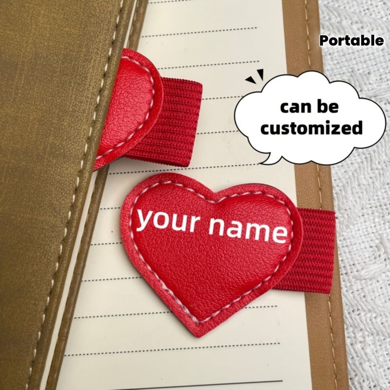 Red Faux Leather Customizable Notebook Pen Case With Bookmark Self Adhesive Desktop Pen Plug Portable Strap - Image 1