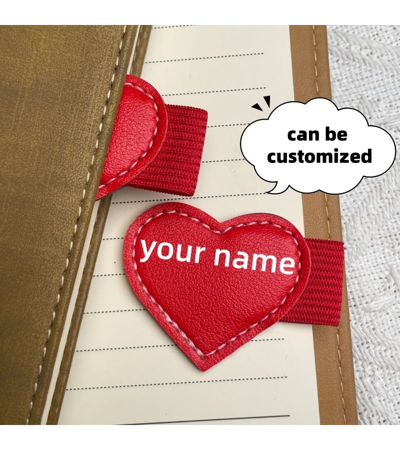 Red Faux Leather Customizable Notebook Pen Case With Bookmark Self Adhesive Desktop Pen Plug Portable Strap - Image 2