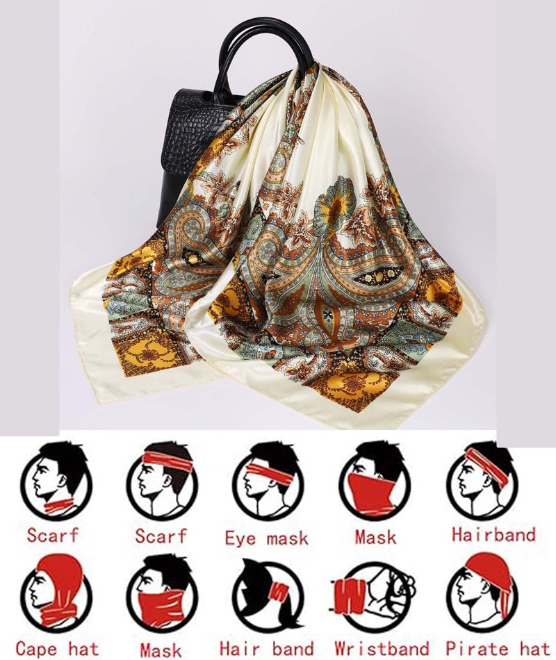 OXYGLOBE Unisex Polyester Elegant Head Scarf For Women - Fashionable And Versatile Head Scarf For Occasions - Stylish Headwear And Scarf,Ideal For Everyday Use And Special Events (White) - Image 4