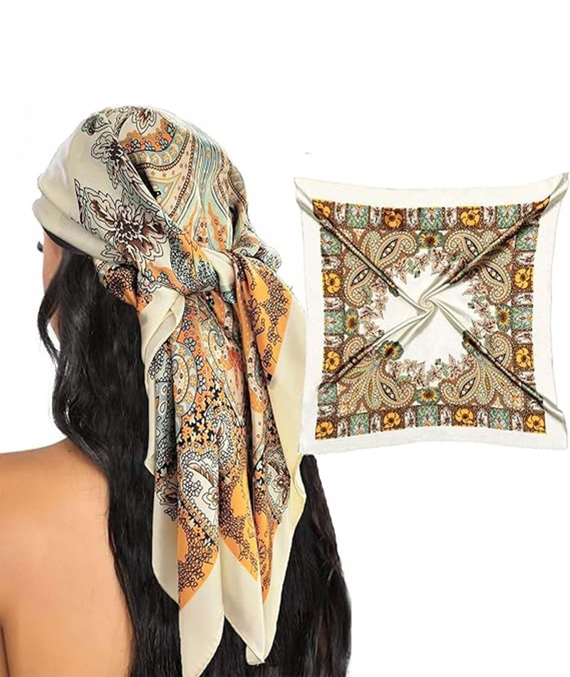 OXYGLOBE Unisex Polyester Elegant Head Scarf For Women - Fashionable And Versatile Head Scarf For Occasions - Stylish Headwear And Scarf,Ideal For Everyday Use And Special Events (White) - Image 1