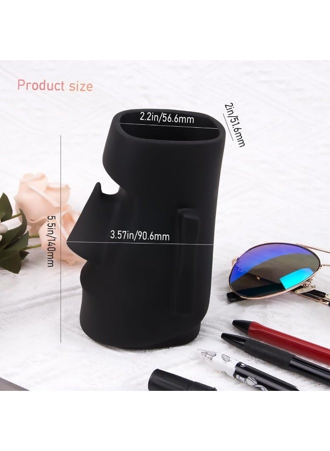 nookly Pencil Holder, Pen Holder for Desk, Pencil Holder with Glasses Holder, Multifunctional Resin Art Portrait Statue Rack, Creative Makeup Brush Holder for Desk Accessories Decor - Image 2