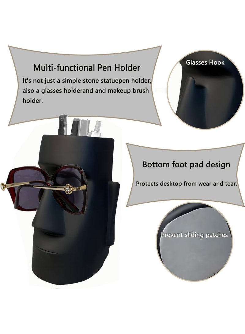 nookly Pencil Holder, Pen Holder for Desk, Pencil Holder with Glasses Holder, Multifunctional Resin Art Portrait Statue Rack, Creative Makeup Brush Holder for Desk Accessories Decor - Image 3