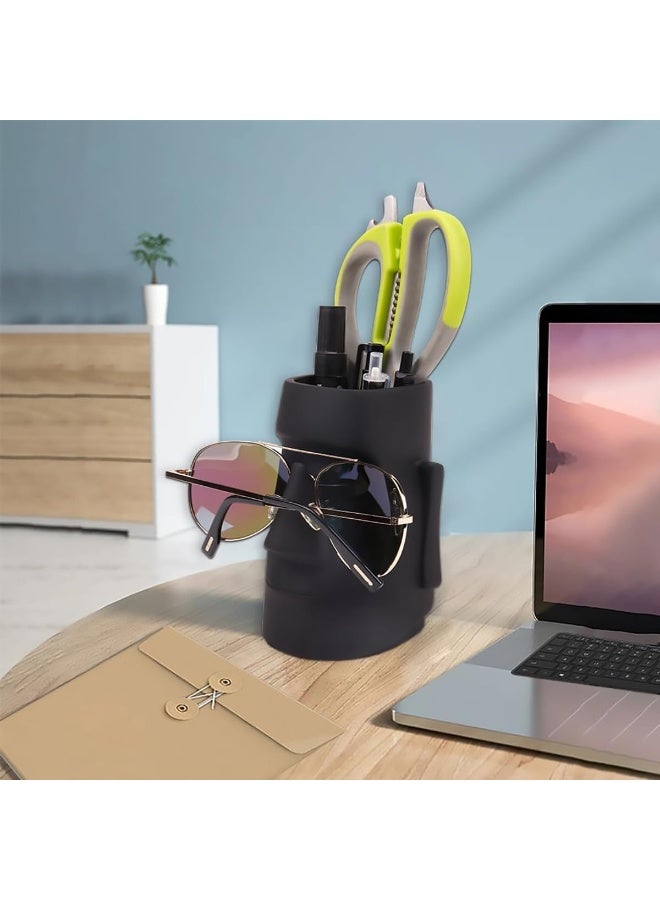 nookly Pencil Holder, Pen Holder for Desk, Pencil Holder with Glasses Holder, Multifunctional Resin Art Portrait Statue Rack, Creative Makeup Brush Holder for Desk Accessories Decor - Image 5