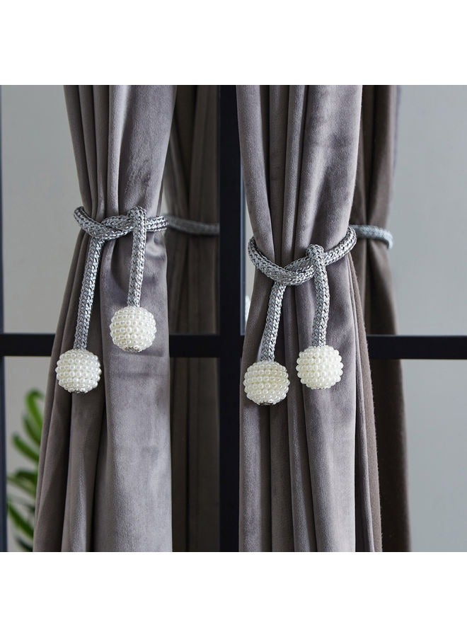 2pcs Magnetic Curtain Tiebacks, Window Tieback Holder Decorative Rope Fixer Classic Tie Curtain Holdback For Home Office Window Drapes - Image 1