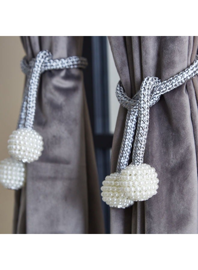 2pcs Magnetic Curtain Tiebacks, Window Tieback Holder Decorative Rope Fixer Classic Tie Curtain Holdback For Home Office Window Drapes - Image 2