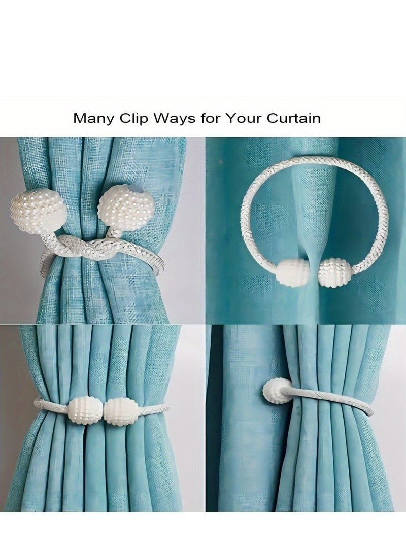 2pcs Magnetic Curtain Tiebacks, Window Tieback Holder Decorative Rope Fixer Classic Tie Curtain Holdback For Home Office Window Drapes - Image 4