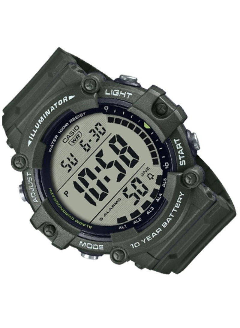 CASIO ساعة يد رقمية بسوار راتينج مقاومة للماء AE-1500WHX-3AVDF - 54 ملم - Image 2